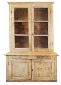 French Louis Philippe farmhouse bookcase with paned glass