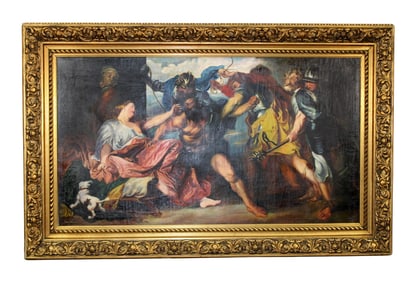 Large scale oil on canvas painting after van Dyck's Samson and Delilah