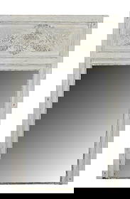 French Louis XVI painted trumeau mirror with flowering basket and rose garland.: French Louis XVI painted trumeau mirror with flowering basket, rose garland and bow. Late 19th century 74 3/8"h x 47 1/4"w