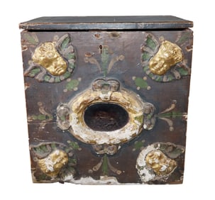Italian painted box with relief putti