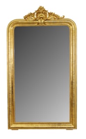 French Louis Philippe gold leaf mirror with carved crest