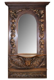 French relief carved mirror with cherub
