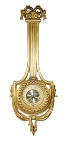 Italian Louis XVI style carved and painted gold barometer