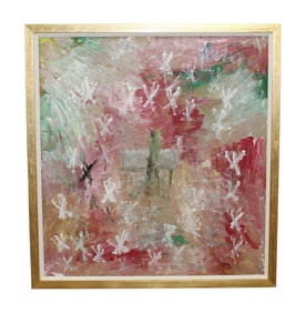 Purvis Young (American 1943 – 2010) oil on Masonite abstract painting