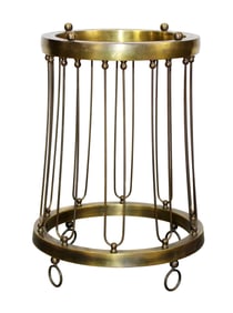 Hotel umbrella or cane stand in brass on hairpin legs