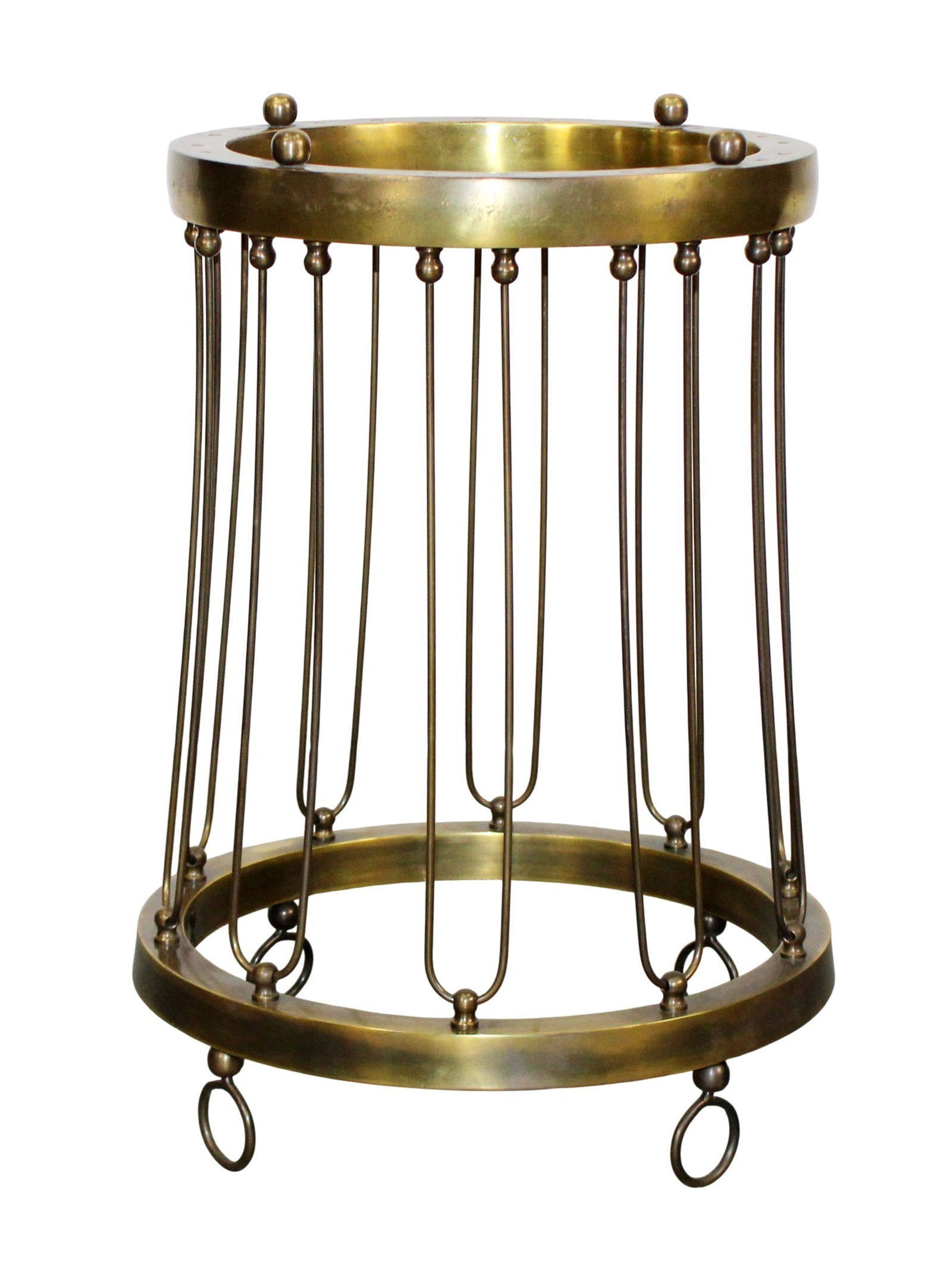 Hotel umbrella or cane stand in brass on hairpin legs (1 of 7)