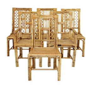Set of 6 Brighton Pavilion bamboo and cane chairs