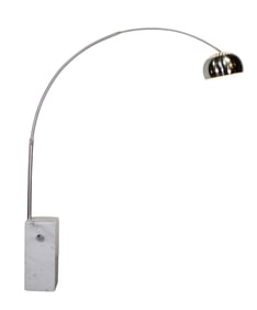 Arc floor lamp in chrome finish on marble base