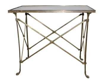 Neoclassical style bronze side table with marble top