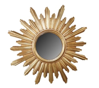 French cast gilt finish sunburst mirror