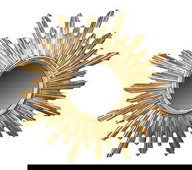 French cast gilt finish sunburst mirror: French cast gilt finish sunburst mirror. Late 20th century. 22" dia. Weight: 5lbs