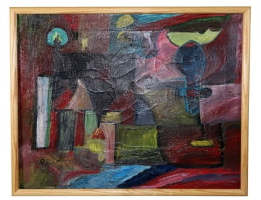 Renato Ruggeri Italian abstract oil on canvas painting