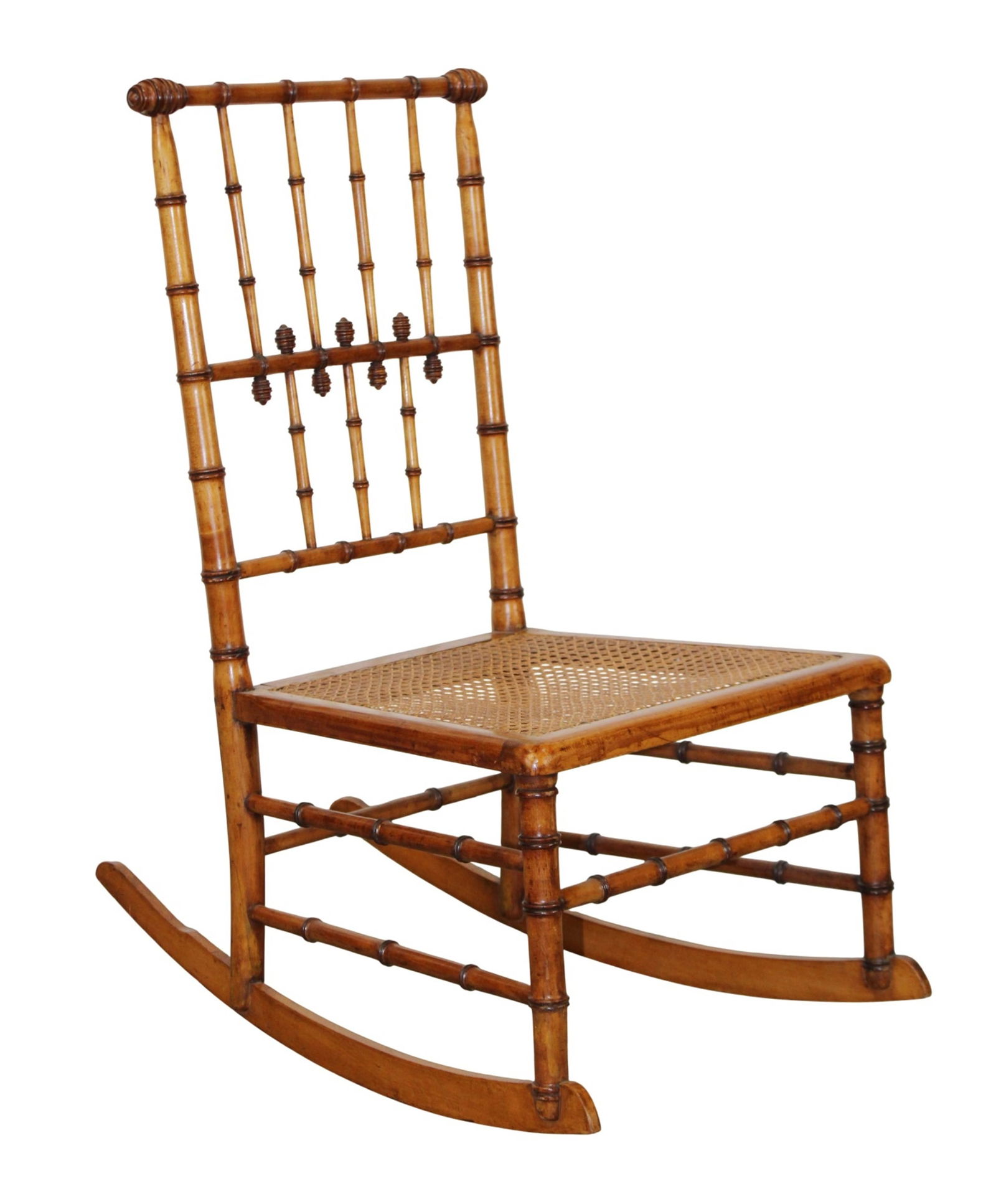 French faux bamboo child's rocker with cane seat (1 of 9)