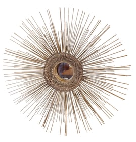 Modern metal sunburst style sculptural mirror