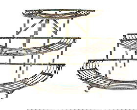 French curved iron 3-tier plant stand: French curved iron 3-tier plant stand. 29 1/4"h x 54 1/2"w x 28 1/4"d