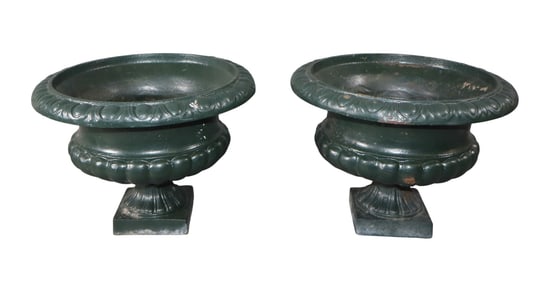Pair of French cast iron classical form planters