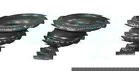 Pair of French cast iron classical form planters: Pair of French painted cast iron classical form planters. 8 1/2"h x 11 1/4"dia Weight: 19 lbs