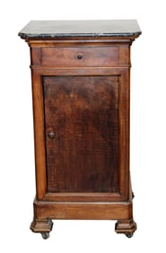 French Louis Philippe chevet in walnut with marble top