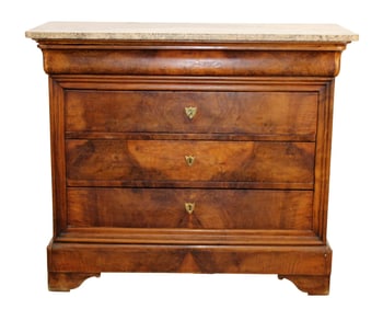French Louis Philippe commode in walnut with granite top