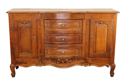 French Provincial bowfront sideboard with center drawers