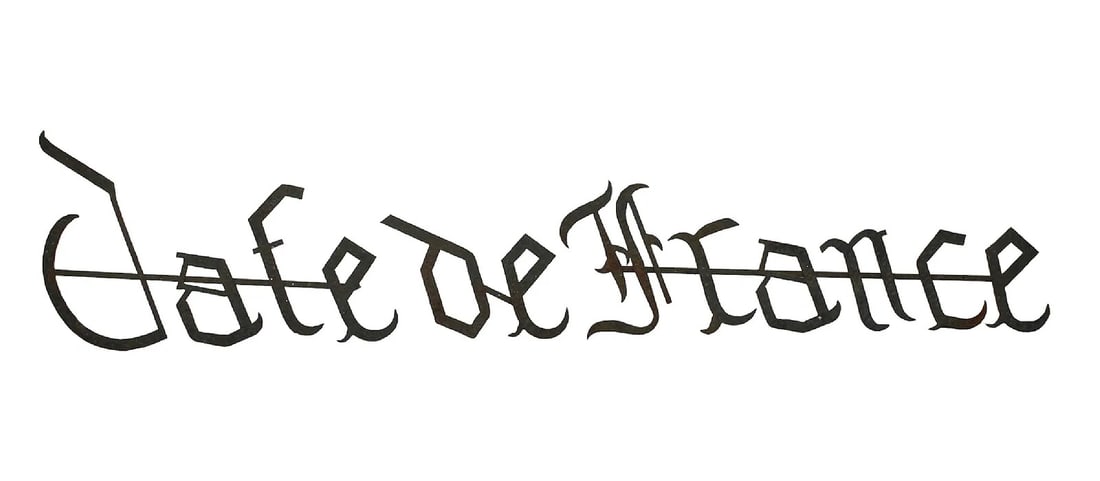 French 3 piece Café de France wall mount sign in hammered iron (1 of 5)