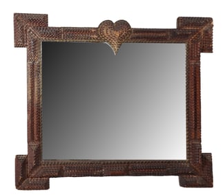 French tramp art mirror with heart