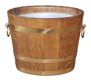 French copper banded oak double wine bottle cooler