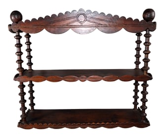 French tiered wall mount shelf with spindle supports