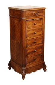 French walnut drop front multi drawer chevet in walnut