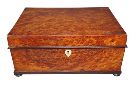 English birds eye maple tea caddy box