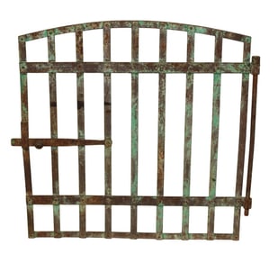 French iron small garden gate with a verdigris finish