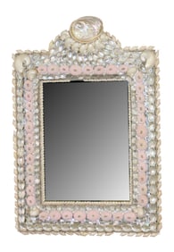 Shield form shell encrusted wall mirror