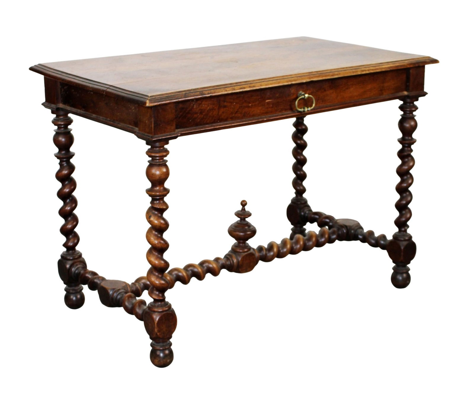 French side table desk in walnut with barley twist legs (1 of 11)