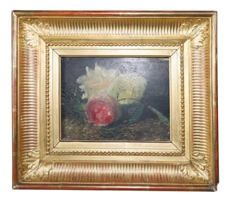 Adolphe Louis Castex- Degrange oil on board painting still life with roses