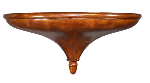 Mahogany neoclassical wall mount shelf with acorn finial