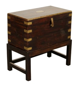 British Colonial campaign style trunk on stand
