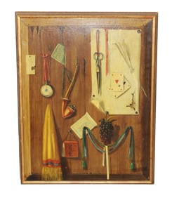 Trompe l'oeil oil on canvas painting