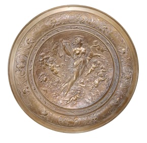 Classical relief bronze plate with Aphrodite and cherubs