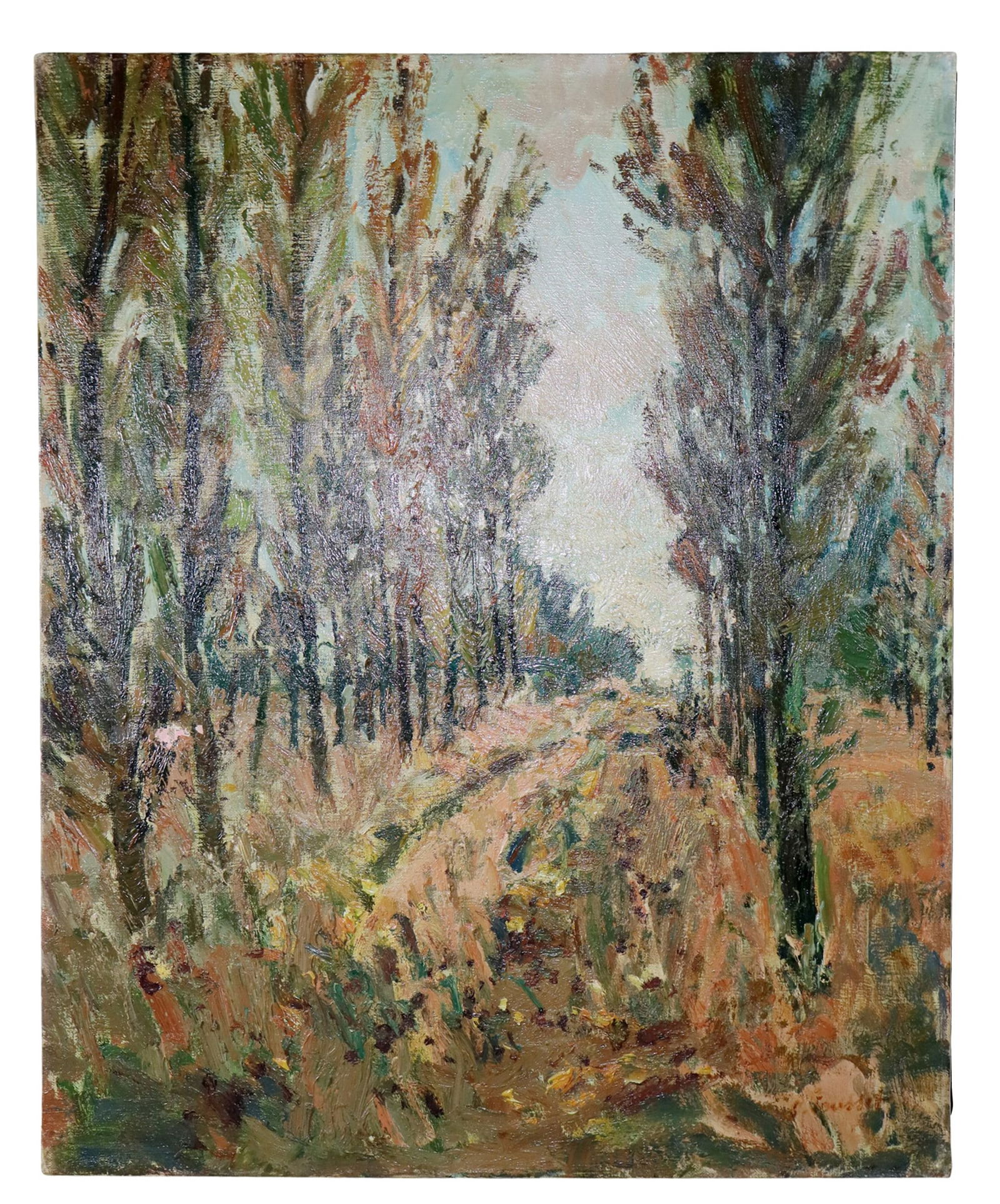 Claude Jousset unframed oil on canvas painting landscape with trees (1 of 5)