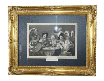 French engraving "Assemblée de Buveurs"
