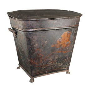 English tole coal hod on paw feet