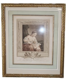 "Education de L'Amour" hand colored engraving