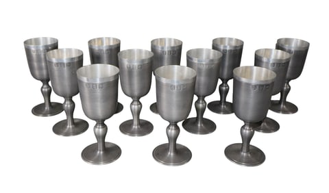 Set of 12 John Somers Brazil pewter "Jefferson" goblets