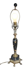 Italian marble and brass table lamp with paw feet