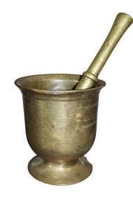 Bronze apothecary mortar and pestle