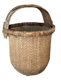 Chinese woven rice gathering basket