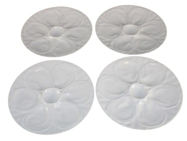 Lot of 4 French Pillivuyt white oyster plates