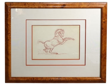 French charcoal drawing of a horse