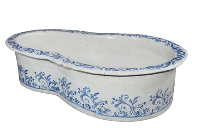 French blue and white faience bidet jardiniere
