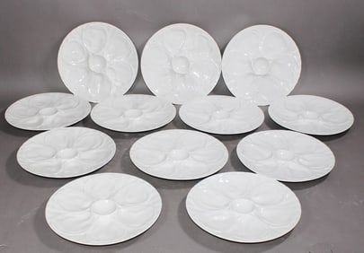 Set of 12 French Pillivuyt oyster plates